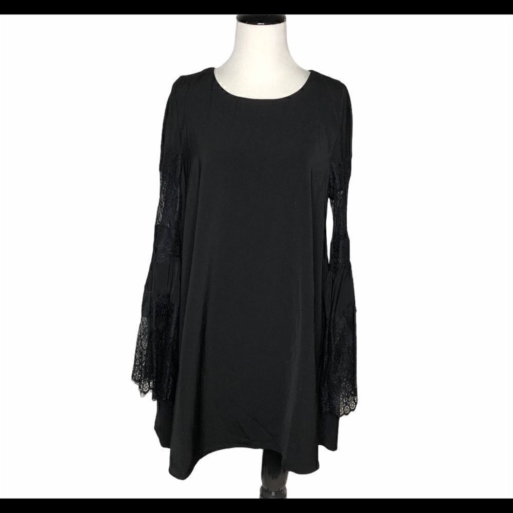 Mustard Seed Solid Lace Bell Sleeve Black M NWT